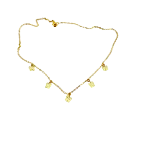 Yellow Citrine Butterfly Choker 14K Gold Necklace