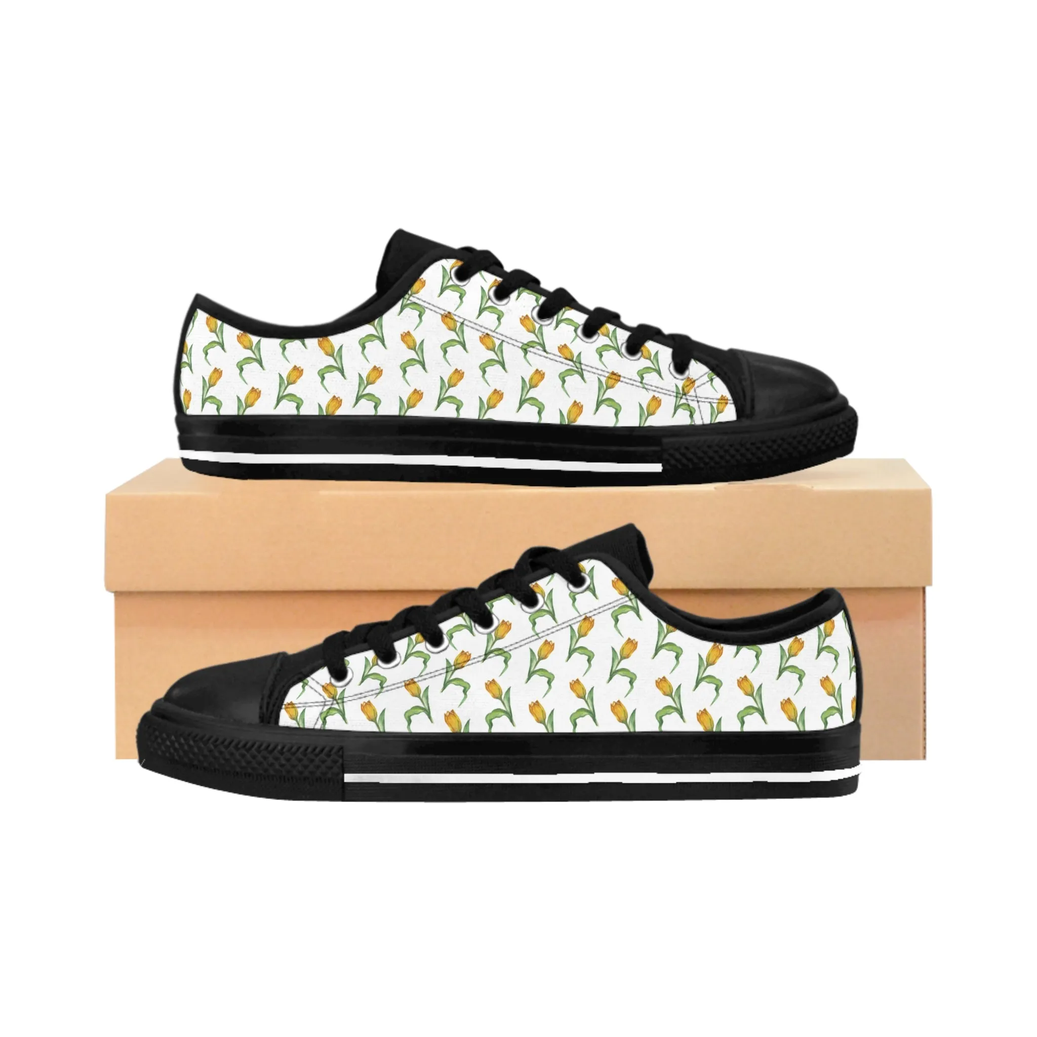 Yellow Watercolor Tulips Women's Sneakers