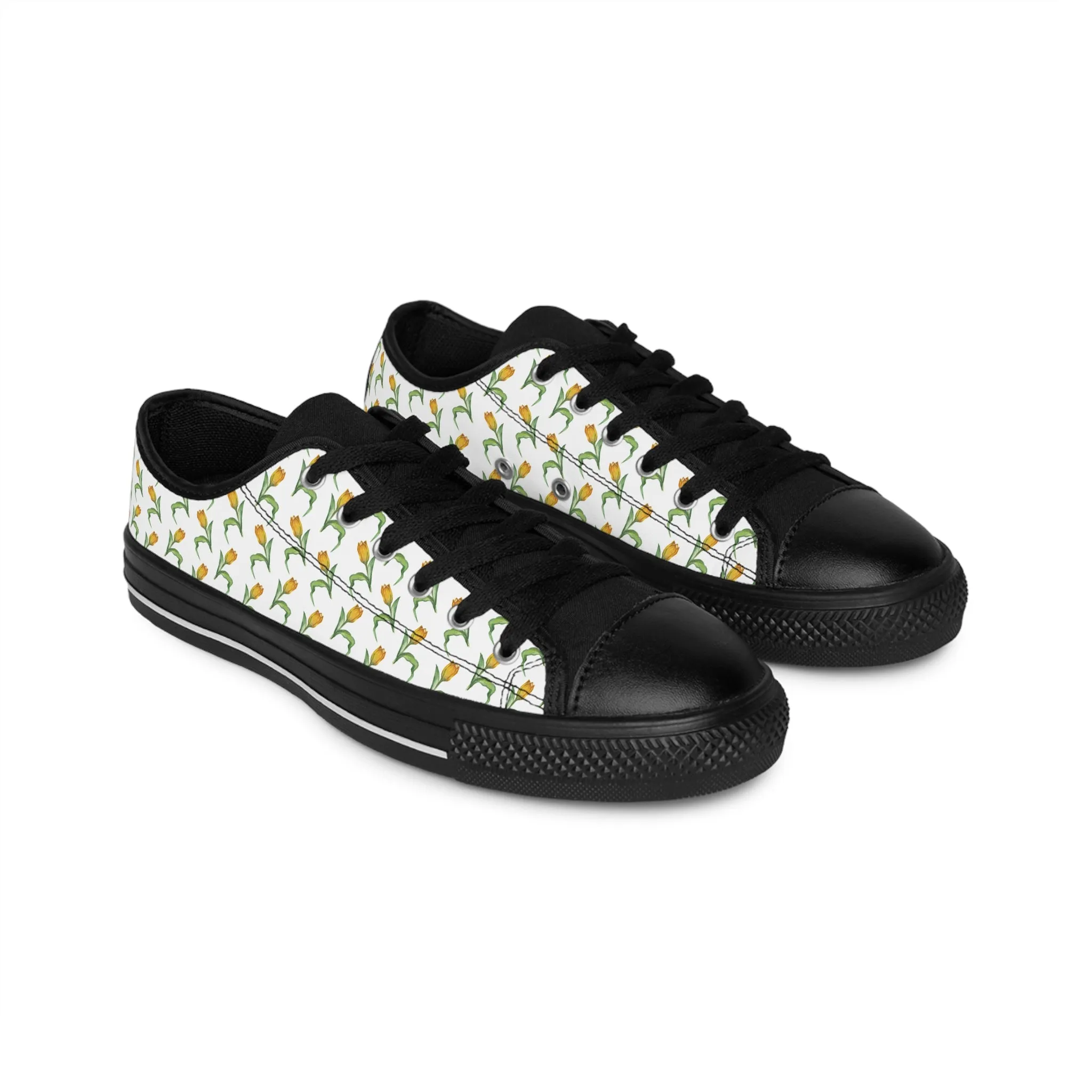 Yellow Watercolor Tulips Women's Sneakers