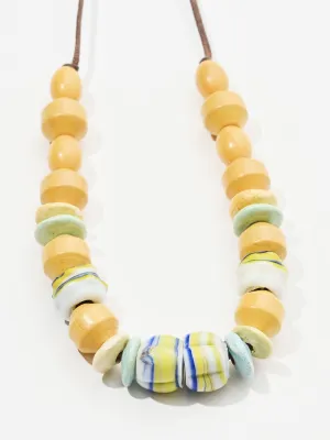 Yellow/Green/Blue Folk Beaded Necklace