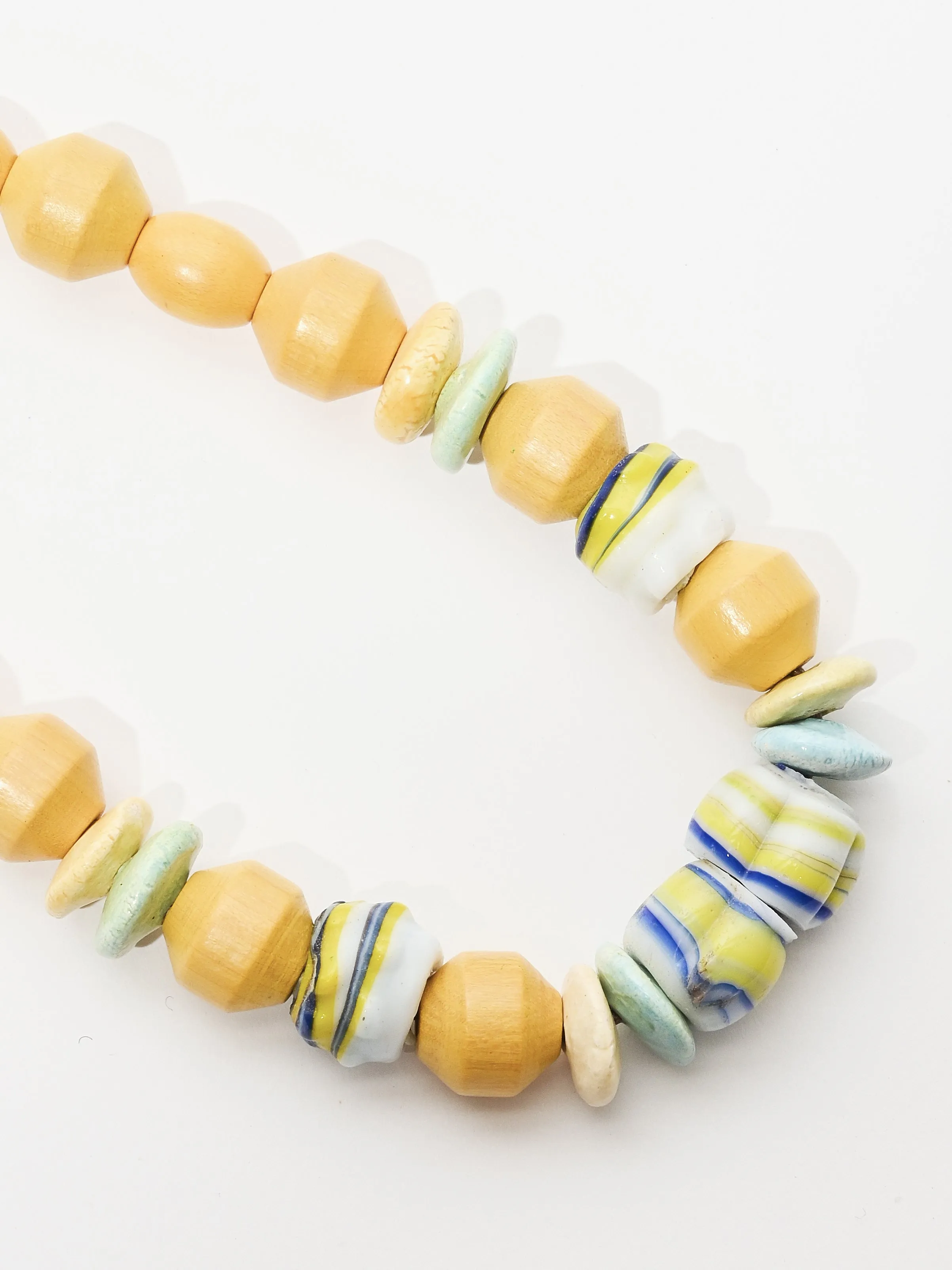 Yellow/Green/Blue Folk Beaded Necklace