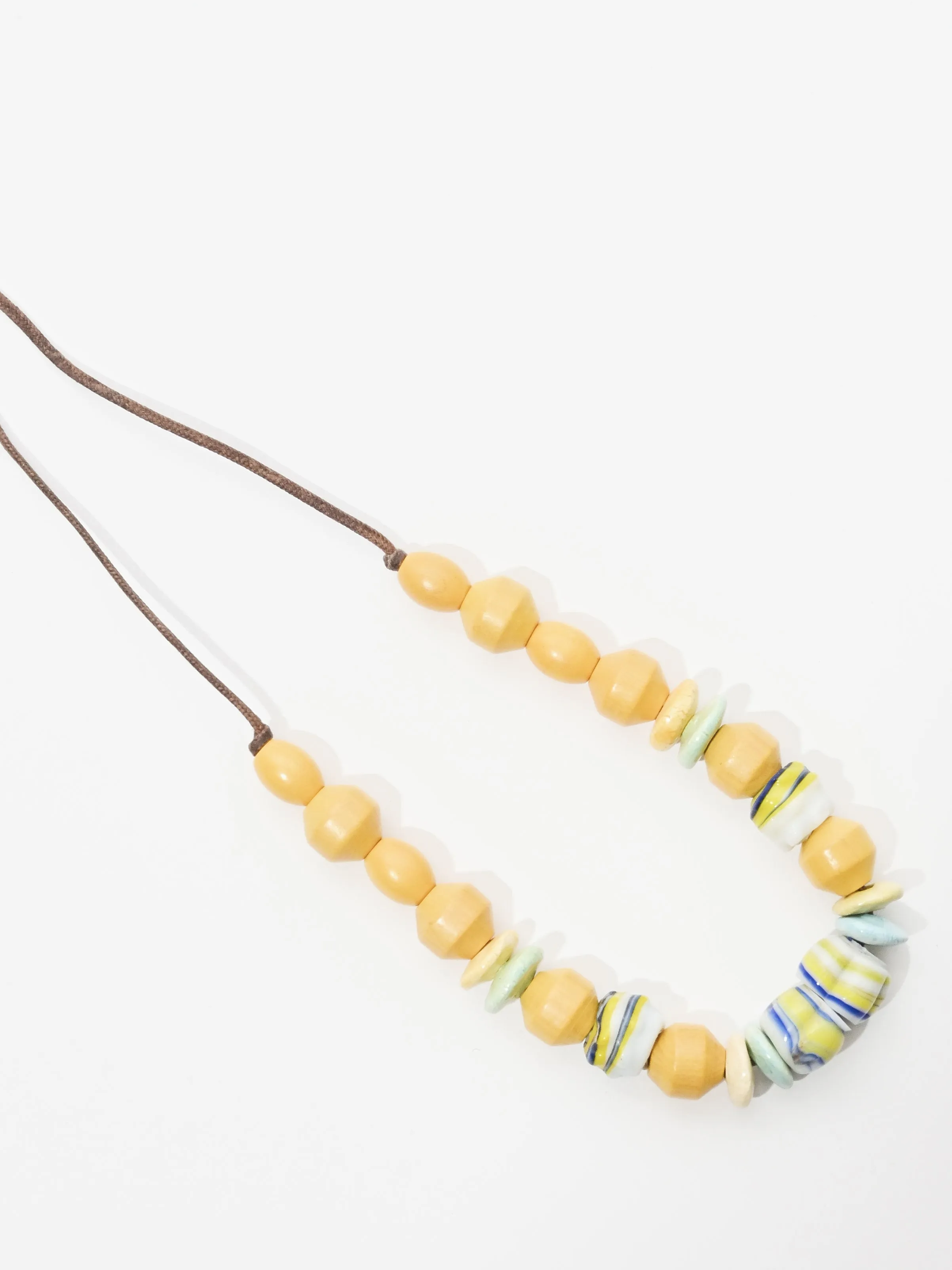 Yellow/Green/Blue Folk Beaded Necklace