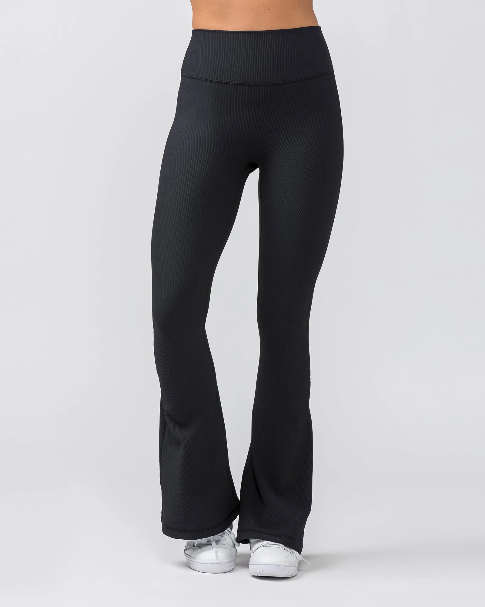Zero Rise Rib Flare Leggings - Black
